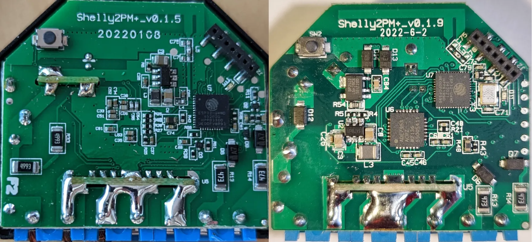 Shelly Plus 2PM PCB Versions Shelly Plus 2PM PCB Versions